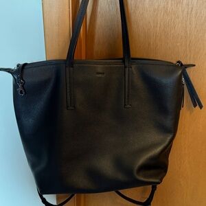 Caraa Black Leather Tote Bag